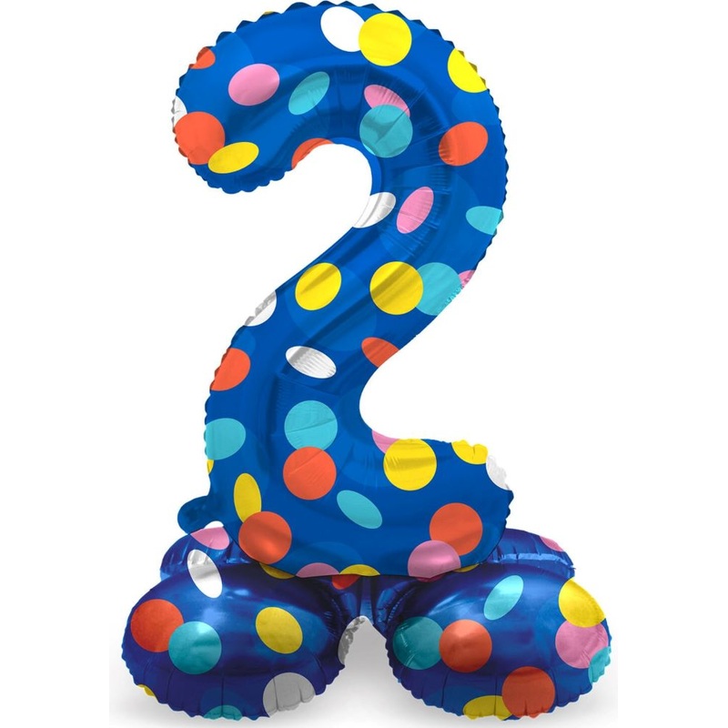 Standing number 2 balloon confetti rain 72cm