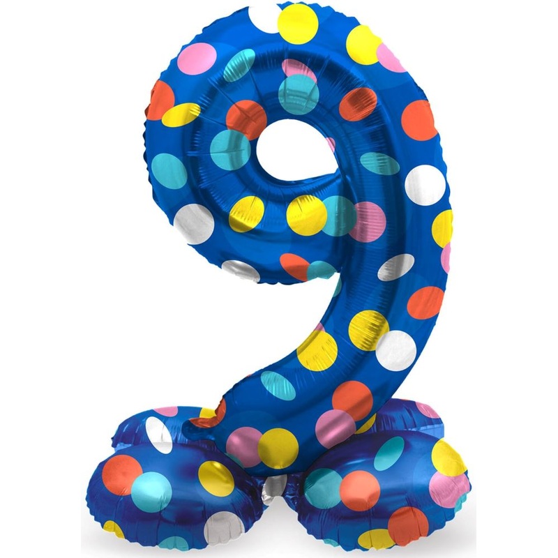 Standing number 9 balloon confetti rain 72cm